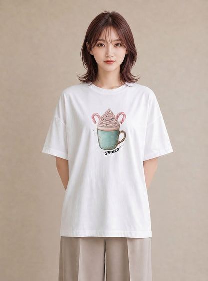 デザインTシャツ レディース チョコ 食べ物 フード イラスト 水彩風 クリスマス 旅行 白T