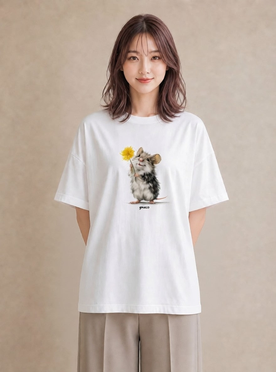 プリントTシャツ レディース ゴールデンハムスター ペット 動物 イラスト きれいめ 敬老の日 ホワイトデー 白T