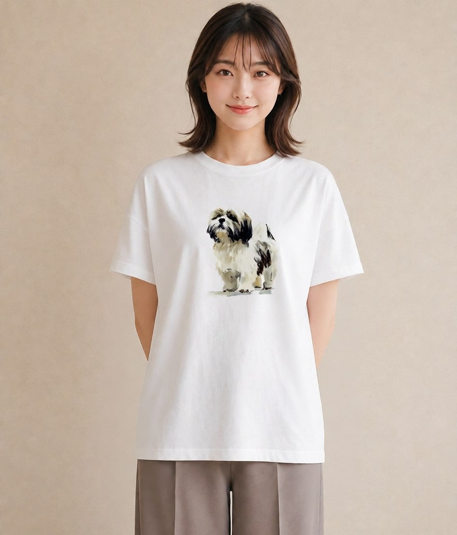 グラフィックTシャツ レディース いぬ 犬 ワンコ イラスト ユニーク 母の日 ビーチ 白T