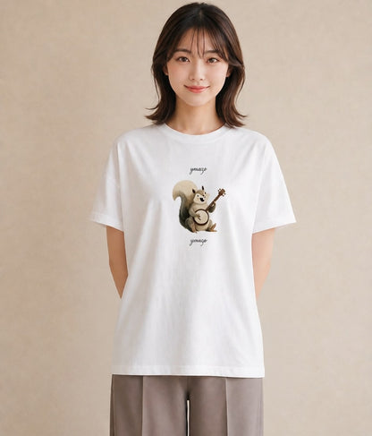 Tシャツ レディース リス ペット 動物 イラスト モード 旅行用 海 白T