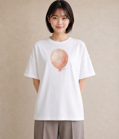 プリントTシャツ レディース 気球 星空 宇宙 イラスト ナチュラル デート 帰省 白T