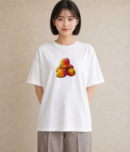 プリントTシャツ レディース みかん 食べ物 フード イラスト 水彩風 友達ギフト 部屋着 白T