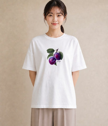 デザインTシャツ レディース 木の実 植物 ボタニカル イラスト レトロ 20代 カジュアルコーデ 白T