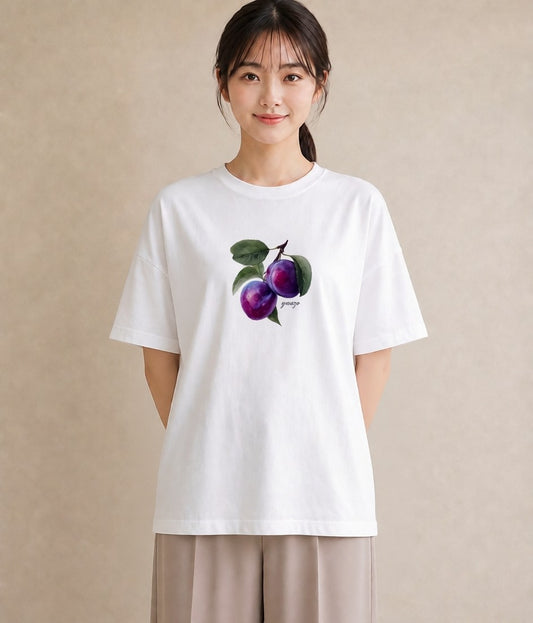 デザインTシャツ レディース 木の実 植物 ボタニカル イラスト レトロ 20代 カジュアルコーデ 白T