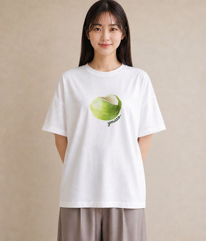 デザインTシャツ レディース パイナップル 食べ物 フード イラスト 線画 女子会 お揃い 白T