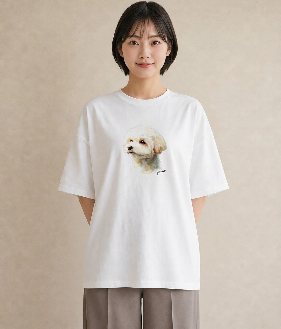 Tシャツ レディース 愛犬 犬 いぬ イラスト カフェコーデ 通学 誕生日プレゼント 白T