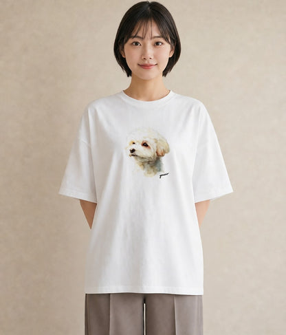 Tシャツ レディース 愛犬 犬 いぬ イラスト カフェコーデ 通学 誕生日プレゼント 白T
