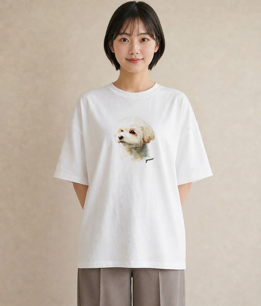 Tシャツ レディース 愛犬 犬 いぬ イラスト カフェコーデ 通学 誕生日プレゼント 白T
