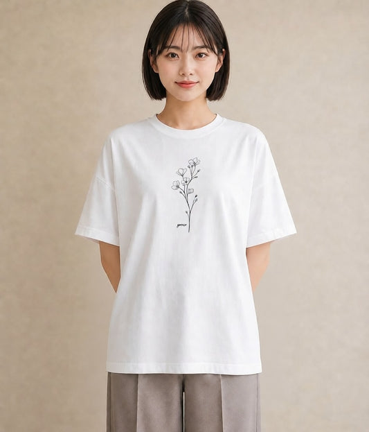 デザインTシャツ レディース さくら 桜 桜の枝 イラスト ラフ 親子 20代 白T