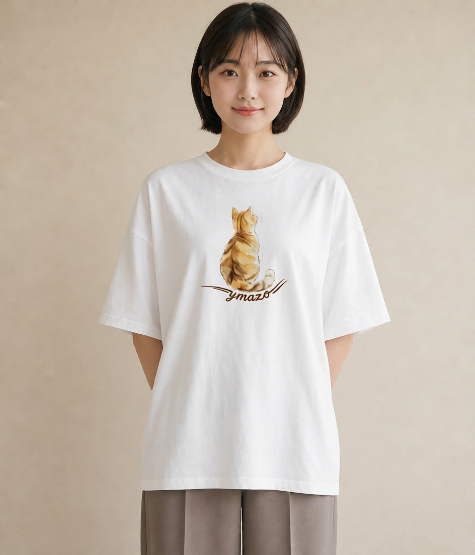 半袖Tシャツ レディース サバトラ 猫 ねこ イラスト ラフ デイリーウェア 休日 白T
