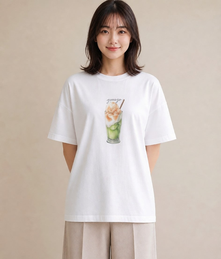 デザインTシャツ レディース カフェラテ 食べ物 フード イラスト 個性的 通学 誕生日プレゼント 白T
