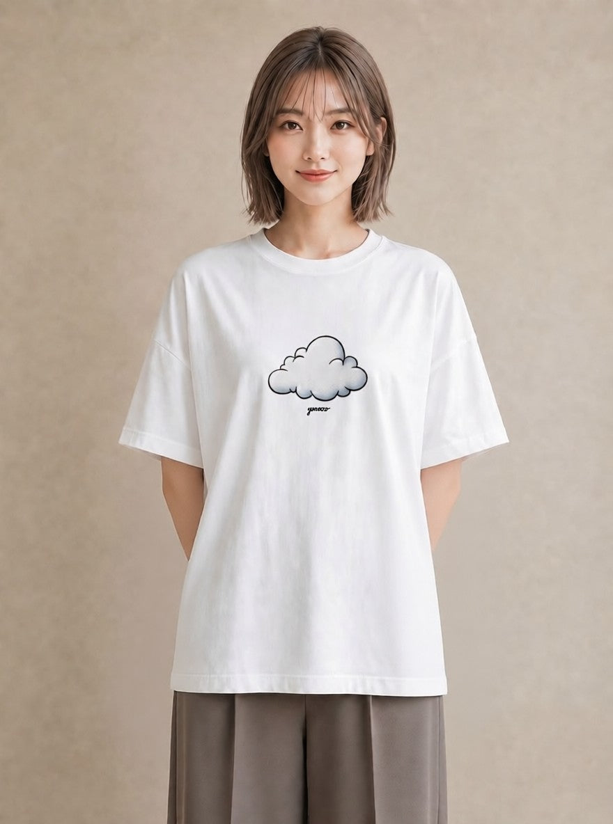半袖Tシャツ レディース 雲 星空 宇宙 イラスト シック 公園 ママ 白T