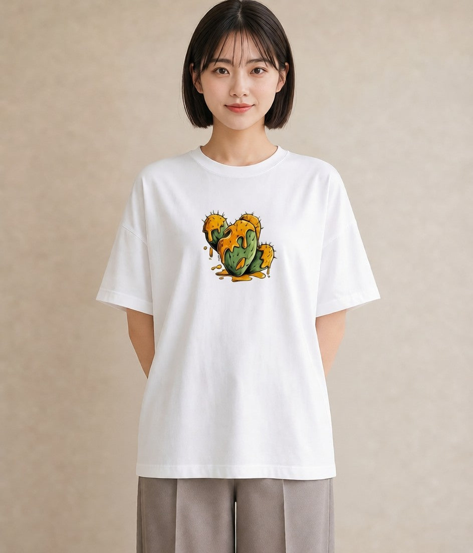 半袖Tシャツ レディース サボテン 植物 ボタニカル イラスト きれいめカジュアル 部屋着 女性向けギフト 白T