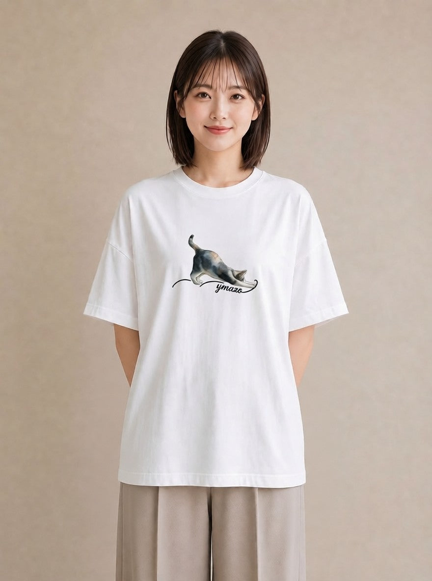 プリントTシャツ レディース サバトラ 猫 ねこ イラスト シック お揃い 親子 白T