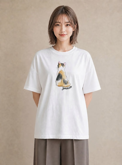 プリントTシャツ レディース マンチカン 猫 ねこ イラスト ボタニカル お出かけ 普段着 白T