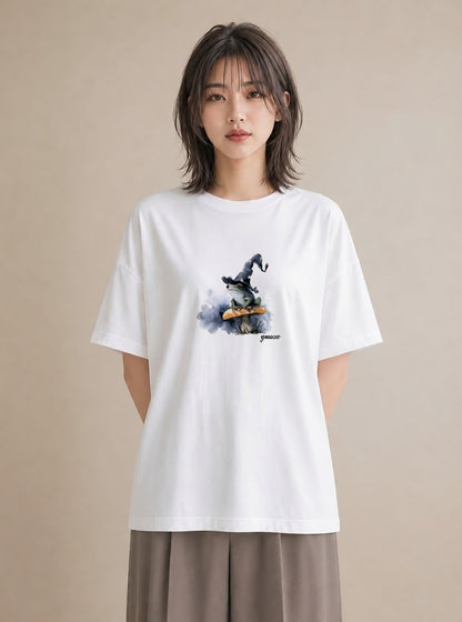 デザインTシャツ レディース アマガエル ペット 動物 イラスト ラフカジュアル 自分用 ルームウェア 白T