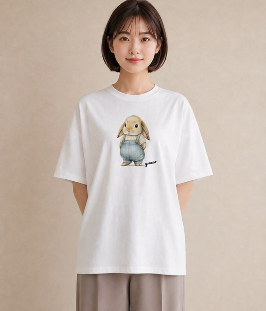 グラフィックTシャツ レディース うさぎ ウサギ ラビット ペット 動物 イラスト レトロ カフェ服 クリスマス 白T