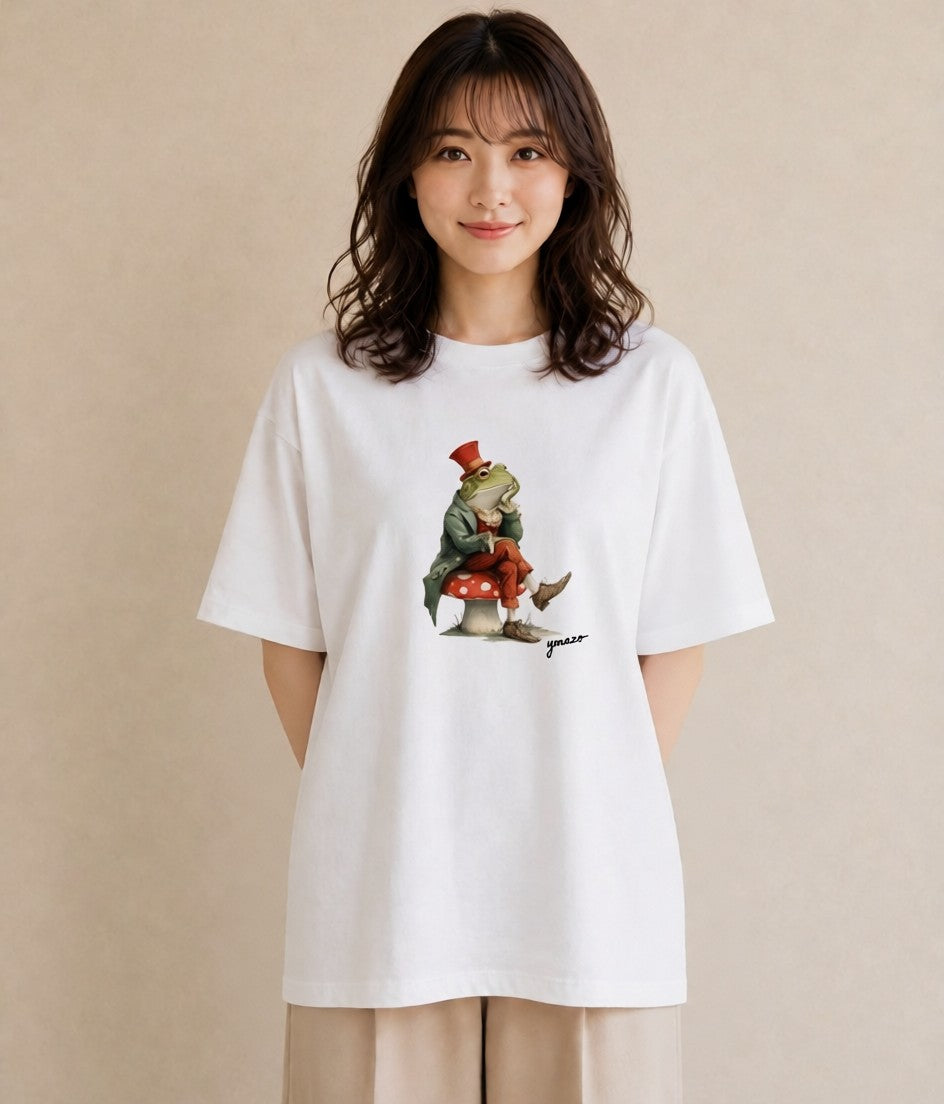 デザインTシャツ レディース アマガエル ペット 動物 イラスト 個性的 夏コーデ 通学 白T
