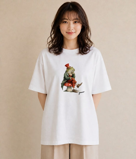 デザインTシャツ レディース アマガエル ペット 動物 イラスト 個性的 夏コーデ 通学 白T