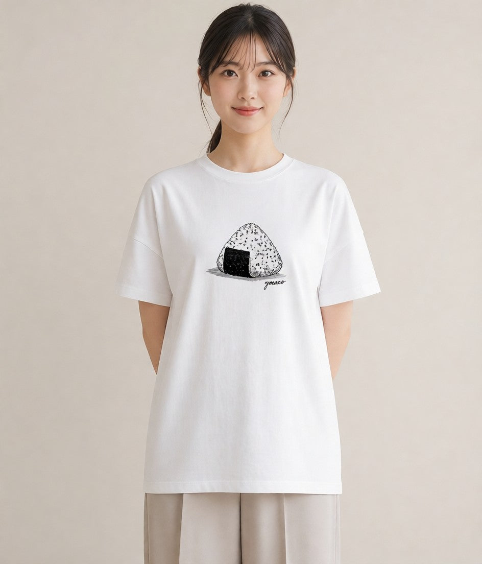半袖Tシャツ レディース おにぎり 食べ物 フード イラスト 北欧風 部屋着 女性向けギフト 白T