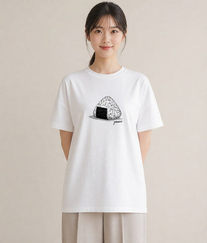 半袖Tシャツ レディース おにぎり 食べ物 フード イラスト 北欧風 部屋着 女性向けギフト 白T