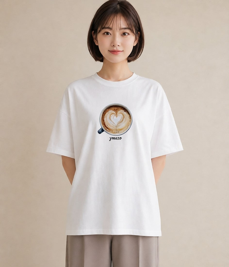 デザインTシャツ レディース コーヒー 珈琲 カフェ 食べ物 フード イラスト 淡色 親子 20代 白T