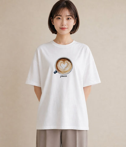 デザインTシャツ レディース コーヒー 珈琲 カフェ 食べ物 フード イラスト 淡色 親子 20代 白T
