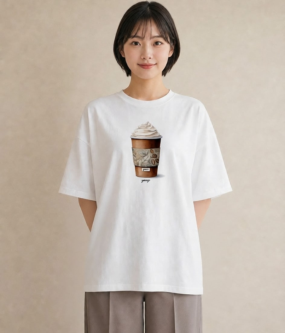 プリントTシャツ レディース エスプレッソ 食べ物 フード イラスト お洒落 お出かけ 普段着 白T