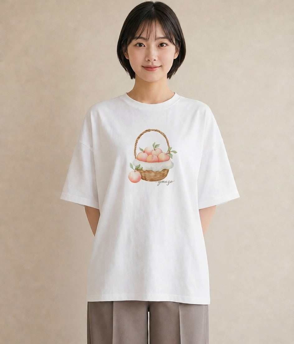 半袖Tシャツ レディース マカロン 食べ物 フード イラスト こなれ感 普段着 週末コーデ 白T