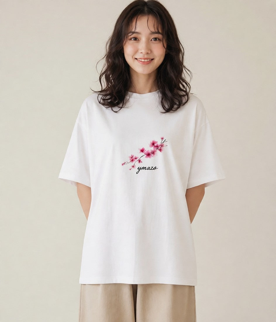 半袖Tシャツ レディース さくら 桜 サクラ 花 花柄 イラスト 可愛い 公園 ママ 白T