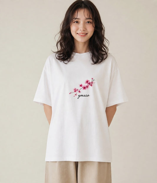 半袖Tシャツ レディース さくら 桜 サクラ 花 花柄 イラスト 可愛い 公園 ママ 白T