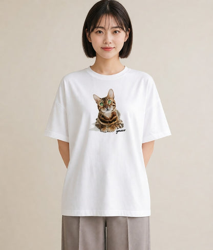 半袖Tシャツ レディース 猫好き 猫 ねこ イラスト きれいめ レイヤード 友達ギフト 白T