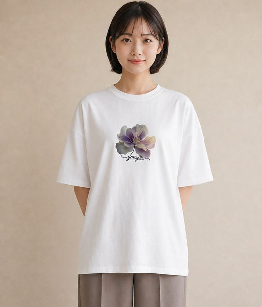 グラフィックTシャツ レディース コスモス 秋桜 花 花柄 イラスト カフェコーデ クリスマス 旅行 白T