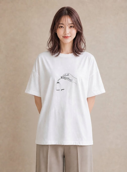 プリントTシャツ レディース 香水 香水瓶 パフューム イラスト きれいめカジュアル 母娘コーデ 自分用 白T
