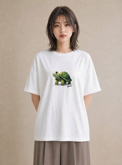 プリントTシャツ レディース ウミガメ 海の生き物 海 イラスト ラフカジュアル 女性向けギフト 散歩 白T