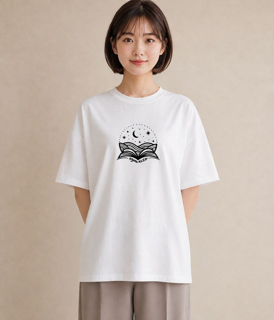 プリントTシャツ レディース 本 読書 ブック イラスト ゆるコーデ 在宅 公園 白T