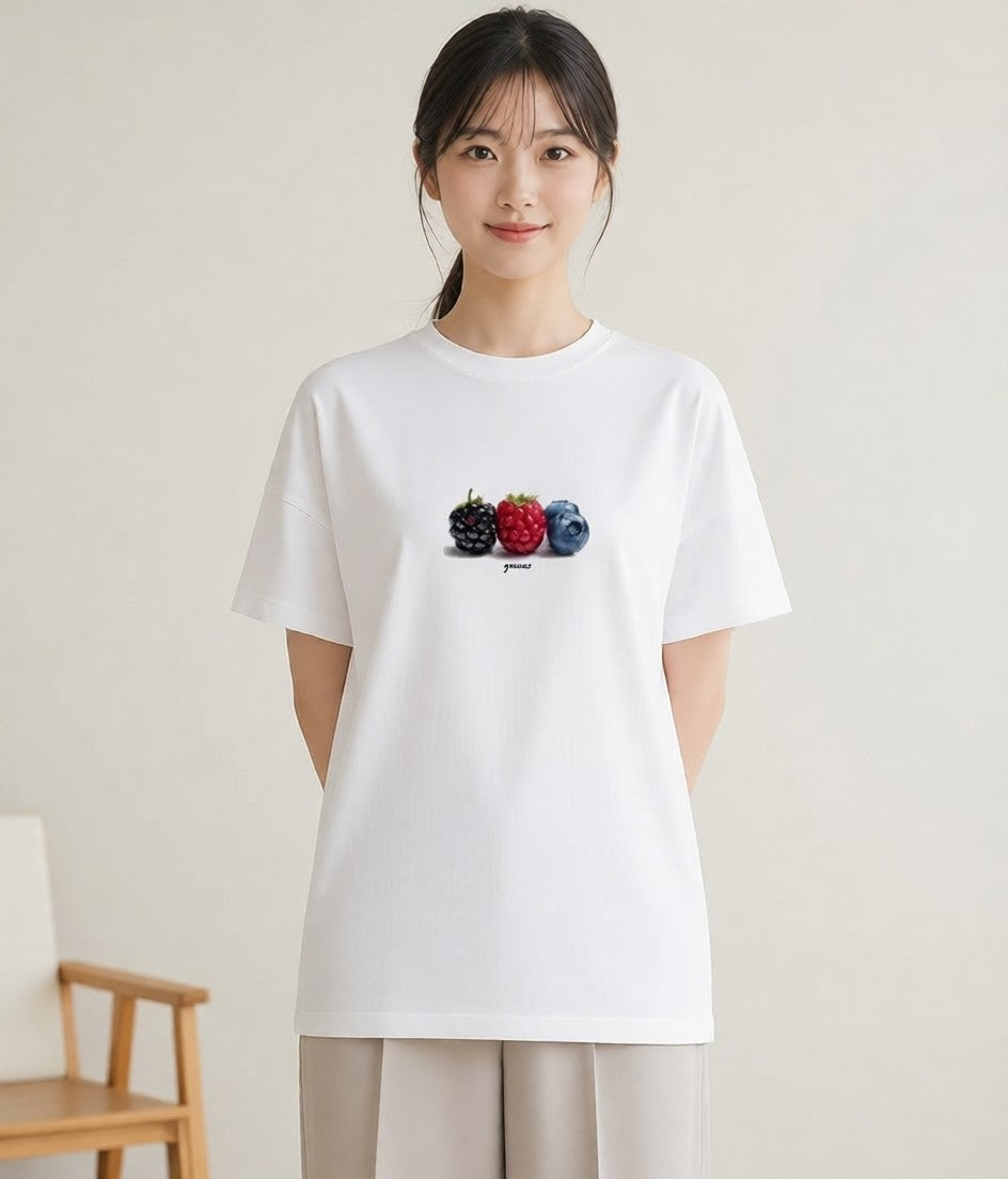 デザインTシャツ レディース 木の実 植物 ボタニカル イラスト 上品 送別ギフト 通勤 白T