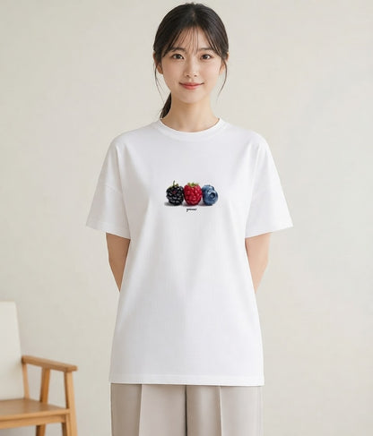 デザインTシャツ レディース 木の実 植物 ボタニカル イラスト 上品 送別ギフト 通勤 白T