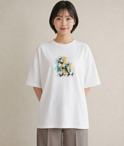 デザインTシャツ レディース トイプードル プードル 犬 いぬ イラスト レトロ おしゃれギフト 社会人 白T