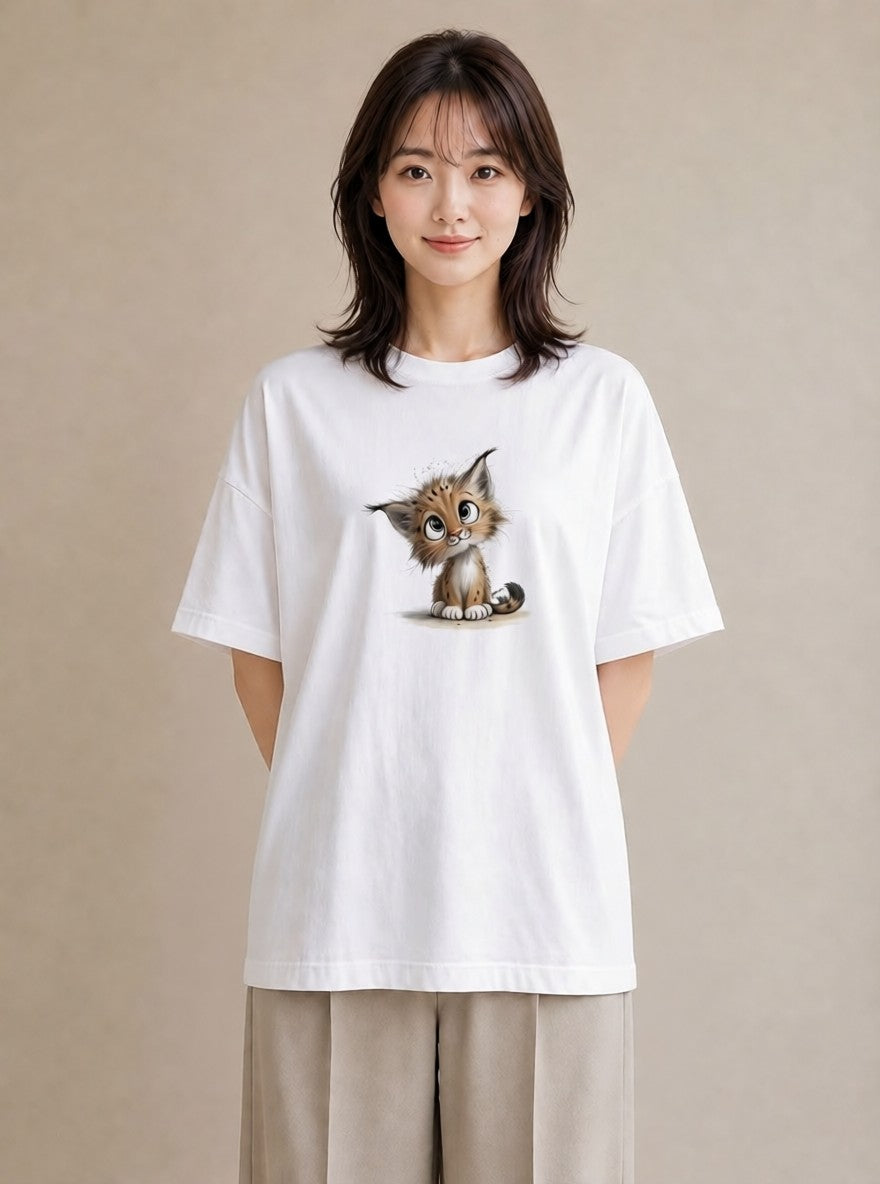半袖Tシャツ レディース 子猫 猫 ねこ イラスト 個性的 母娘コーデ 自分用 白T