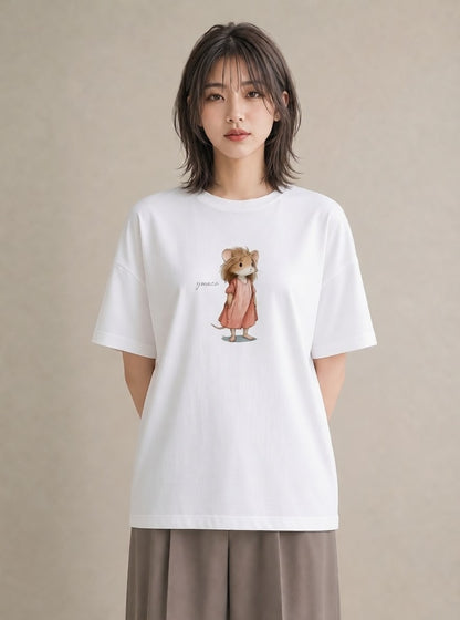 グラフィックTシャツ レディース ロボロフスキー ペット 動物 イラスト ポップ ホワイトデー 春服 白T