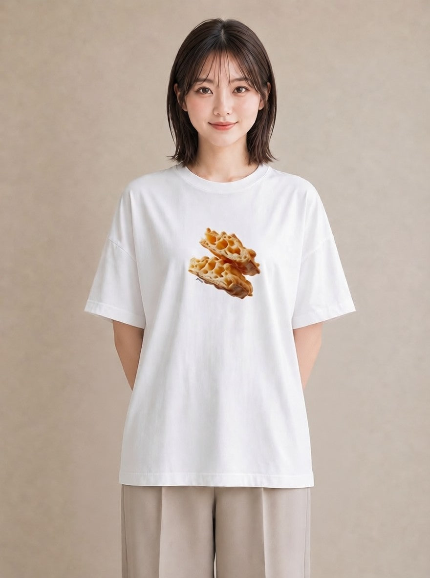 半袖Tシャツ レディース たい焼き 食べ物 フード イラスト アート風 親子 20代 白T