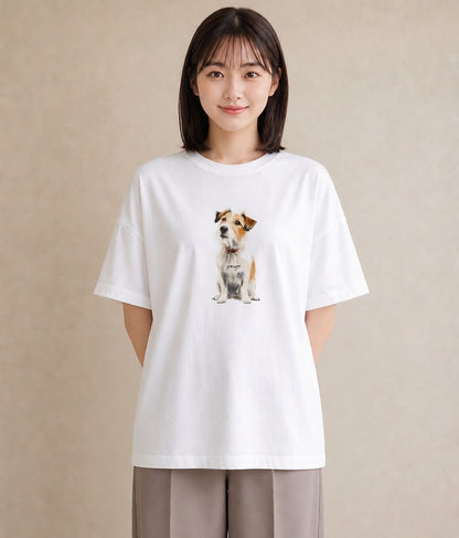 半袖Tシャツ レディース ジャックラッセルテリア 犬 いぬ イラスト 抜け感 週末コーデ 敬老の日 白T