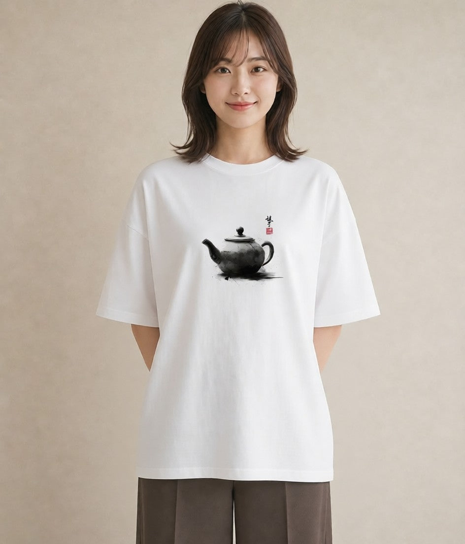 Tシャツ レディース 紅茶 食べ物 フード イラスト こなれ感 帰省 ラフ 白T