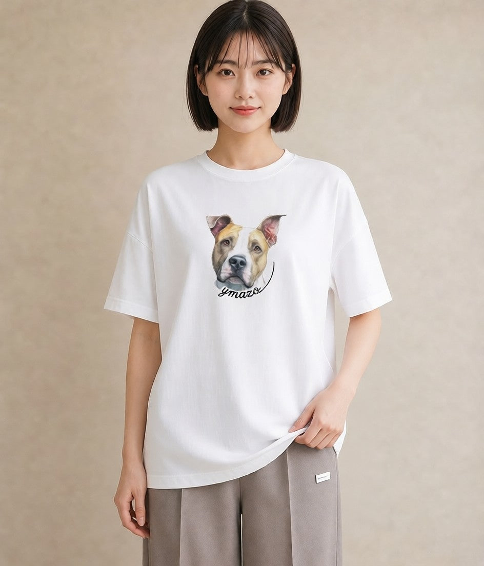デザインTシャツ レディース 愛犬 犬 いぬ イラスト お洒落 女子会 お揃い 白T