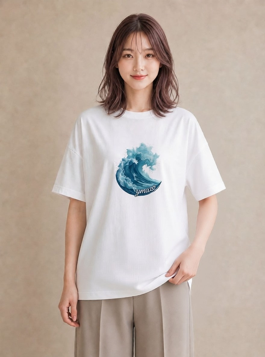 Tシャツ レディース 海 星空 宇宙 イラスト 線画 ラフ レイヤード 白T