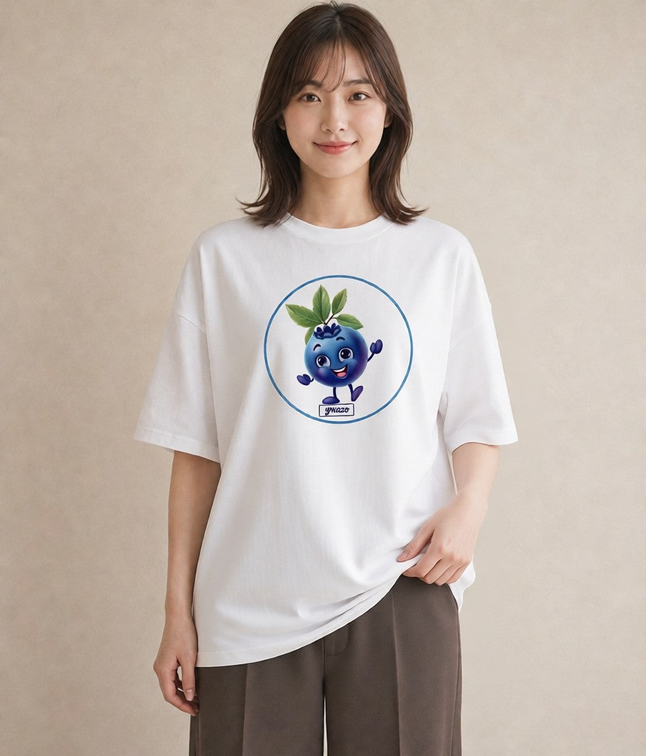デザインTシャツ レディース ブルーベリー 食べ物 フード イラスト カフェコーデ デート 帰省 白T