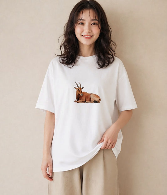 デザインTシャツ レディース カブトムシ 昆虫 虫 イラスト カジュアル ビーチ デイリーウェア 白T