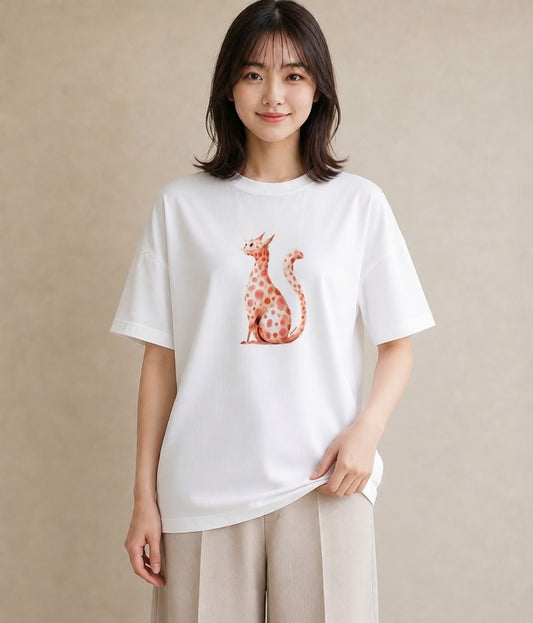 プリントTシャツ レディース スフィンクス 猫 ねこ イラスト ゆるコーデ 女性 旅行用 白T