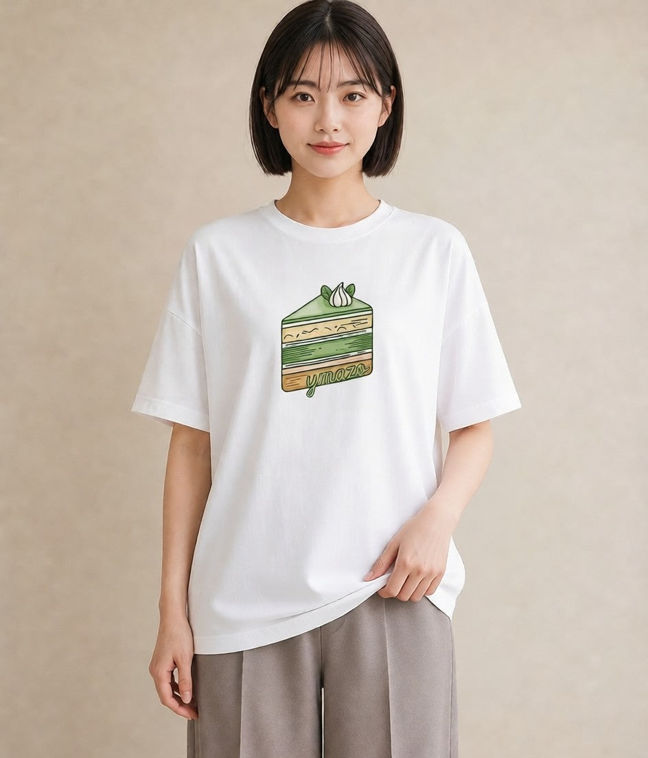 グラフィックTシャツ レディース プリン 食べ物 フード イラスト 普段着 週末コーデ 白T